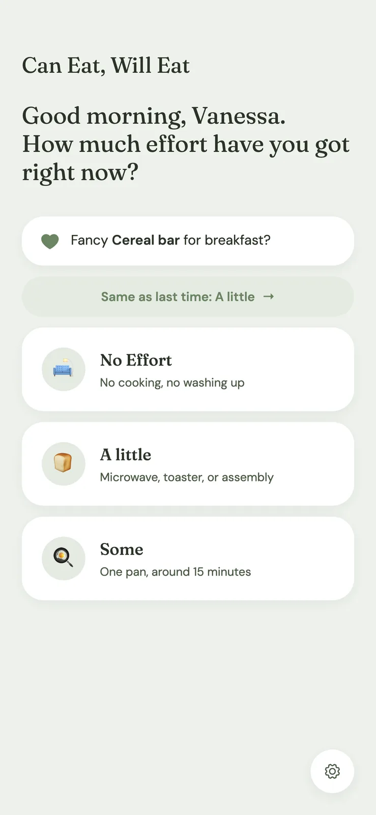 Can Eat, Will Eat iOS app, screen 3