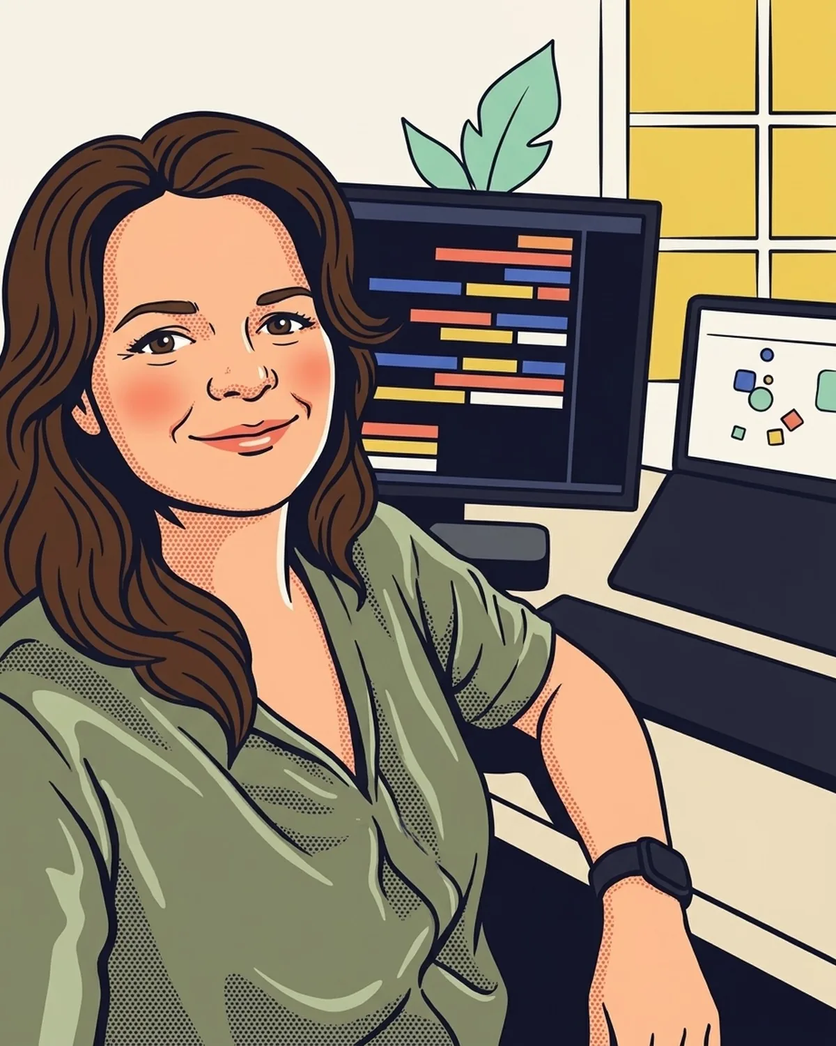 Vanessa Latchem-Smith, founder of Shamalama app studio in Cardiff, at her workstation