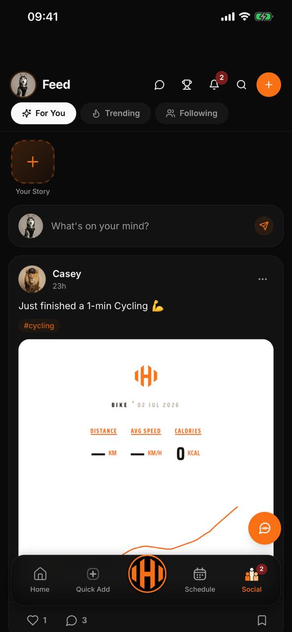 HIIT Fitness social feed