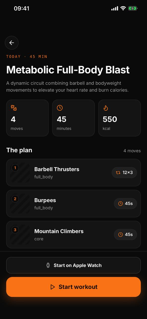 HIIT Fitness workout detail — Metabolic Full-Body Blast